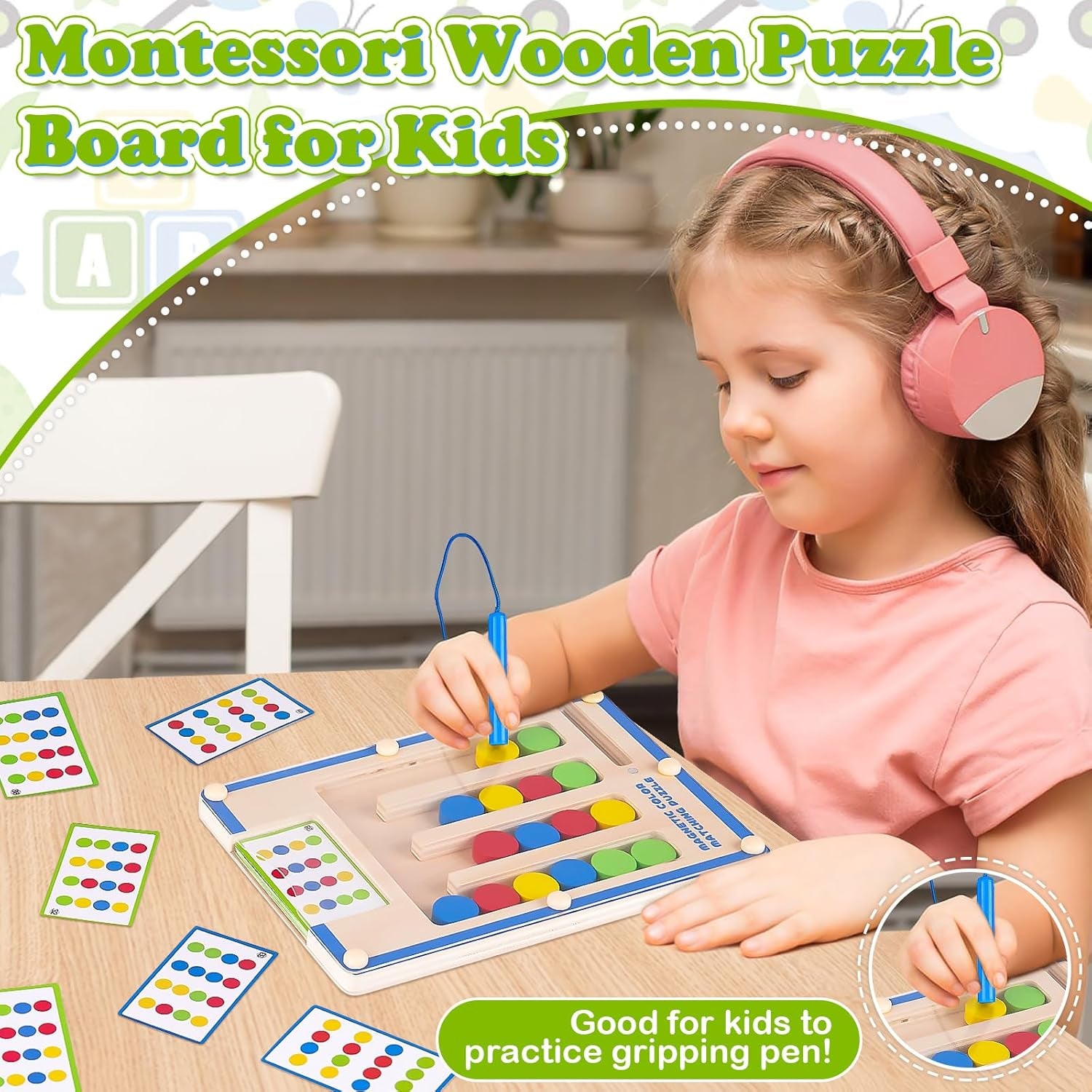 Kids Montessori Magnetic Wooden Toys: 3 4 5 6 7 Year Old Birthday Gift for Boys Girls Age 4-7 Preschool Educational Learning Activities Toy Sensory Autistic Puzzle Maze Game Present for Toddlers